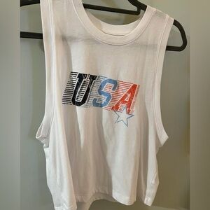 Z Supply USA Graphic White Muscle Tee